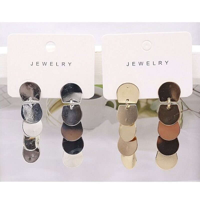 12pk High Polish Metal Disc Drop Earrings