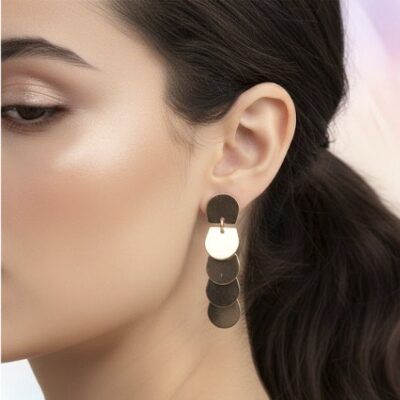 12pk High Polish Metal Disc Drop Earrings