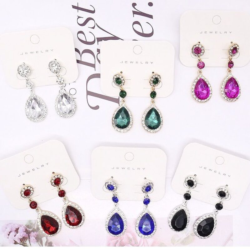 12pk Bold Tear Drop Triple Bridal Earrings
