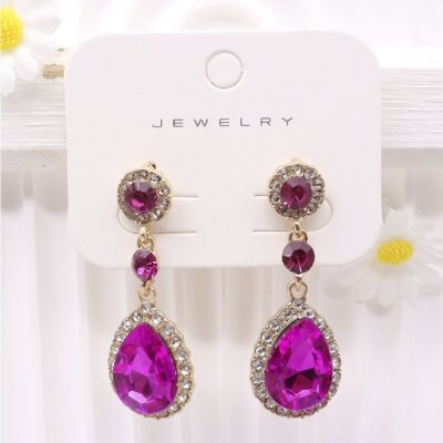 12pk Bold Tear Drop Triple Bridal Earrings
