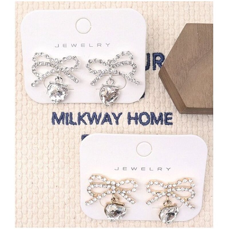 12pk Rhinestone Bow Stud Dangle Crystal Stud