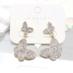 12pk Connected Butterfly Rhinestone Stud Earrings