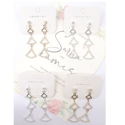 12pk Geometric Triangle Bling Earrings