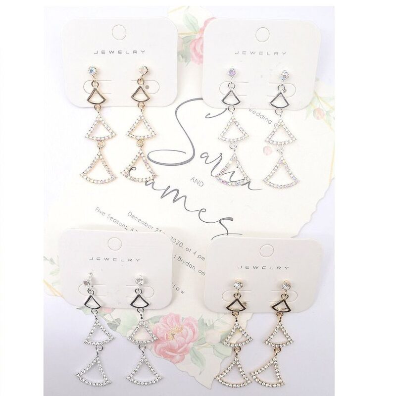 12pk Geometric Triangle Bling Earrings