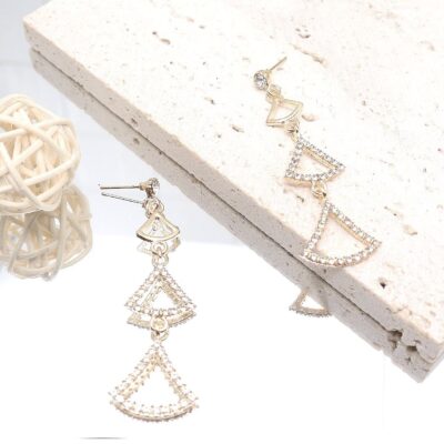 12pk Geometric Triangle Bling Earrings