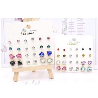 12pk Heart Circle Theme Dozen Stud Sets