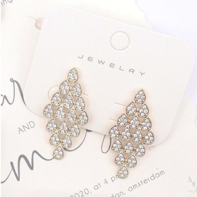 12pk Rhinestone Lozenge Bridal Dangle Earrings