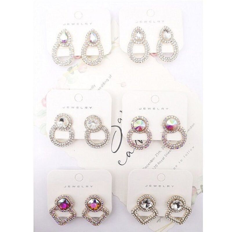 12pk Bold Ston Point Double Loop Earrings