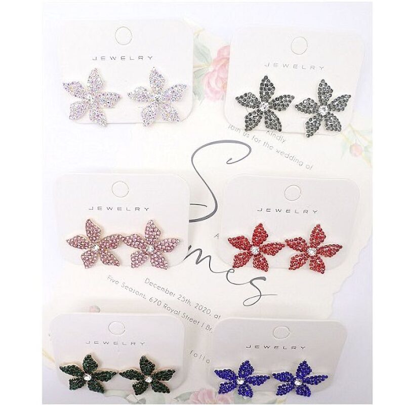 12pk Halo Rhinestone Flower Stud Earrings