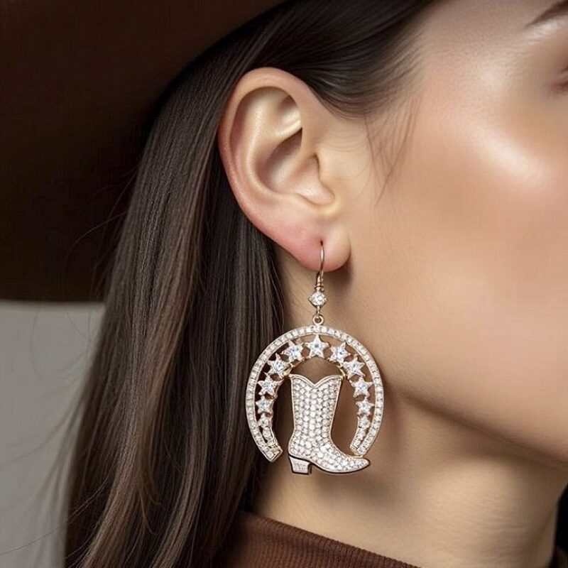 12pk Western Horseshoe Star Chunky Earrings