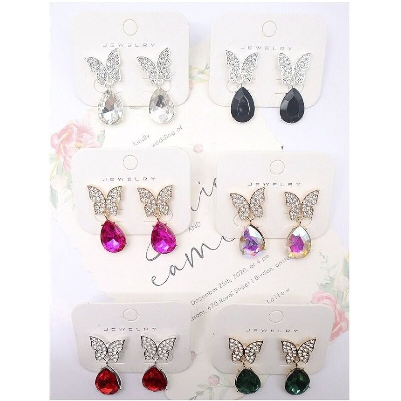 12pk Polished Butterfly Teardrop Dangle Earrings