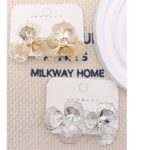 12pk Metal Petal Flower Stud Earrings