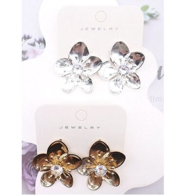 12pk HIgh Polished Casting Flower Stud Earrings