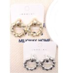 12pk Twisted Circle Dangle Metalic Earrings