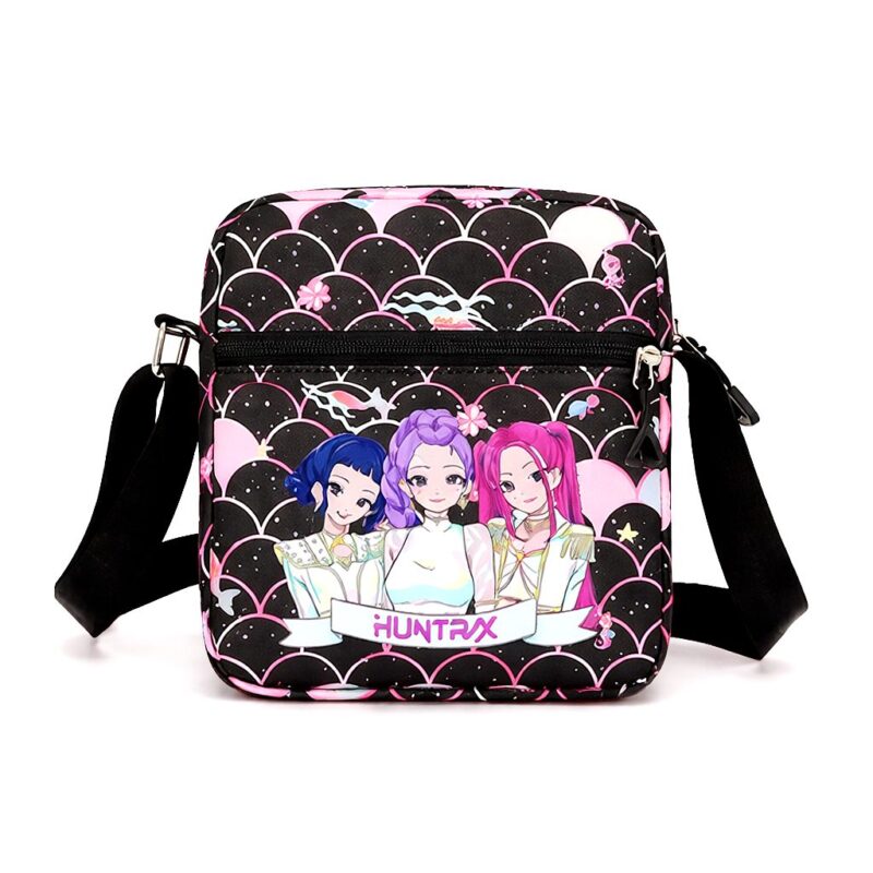 Kpop Girls Cartoon Print Crossbody Bag Black