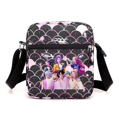 Kpop Girls Boys Print Crossbody Bag Black