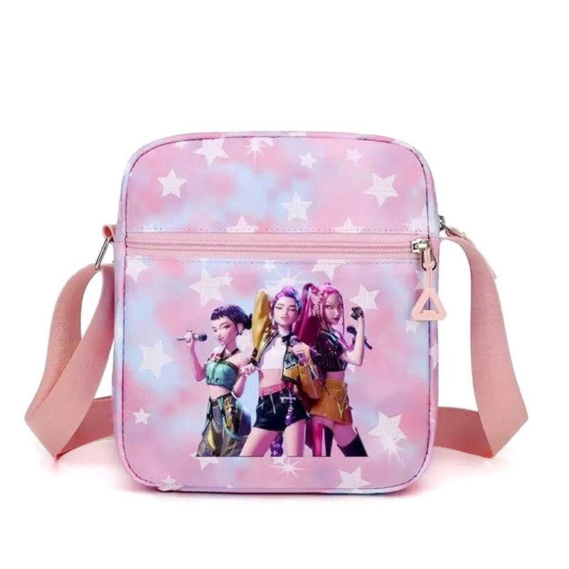 Kpop Girls Trio Print Crossbody Bag Pink