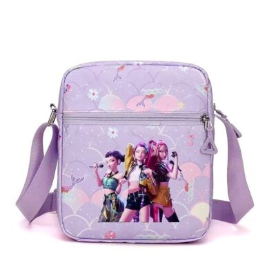 Kpop Girls Trio Print Crossbody Bag Lavender