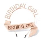 Sparkling Glitter Birthday Girl Headband Sash Set