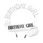 Sparkling Glitter Birthday Girl Headband Sash Set
