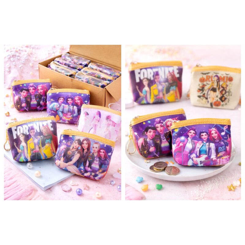 12pk Kpop Girls Coin Purse Zipper Pouch Fortnite