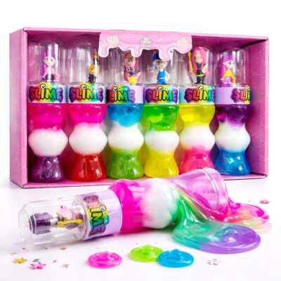 6pk K-Pop Girls Figure Glitter Crystal Slime Toy