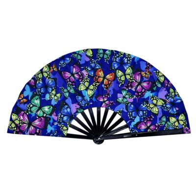 Large Folding Hand Fan Butterfly Print Reflective