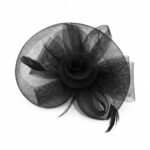 FF805BK Mesh Flower Fascinator Kentucky Derby Teaparty Tulle Elegant Chic