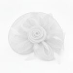 FF805WT Mesh Flower Fascinator Kentucky Derby Teaparty Tulle Elegant Chic