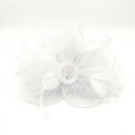 FF912WT Mesh Flower Fascinator Kentucky Derby Teaparty Tulle Elegant Chic