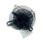 FF914BK Mesh Flower Fascinator Kentucky Derby Teaparty Tulle Polka Dot Chic