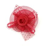 FF914RD Mesh Flower Fascinator Kentucky Derby Teaparty Tulle Polka Dot Chic