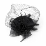 FF917BK Mesh Flower Fascinator Kentucky Derby Teaparty Tulle Veil Chic