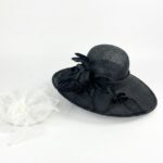 FF923-b Mesh Flower Bow Kentucky Derby Teaparty Tulle Oversized Hat