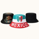 12pk Mexico Flag Reversible Bucket Hat Embroidered