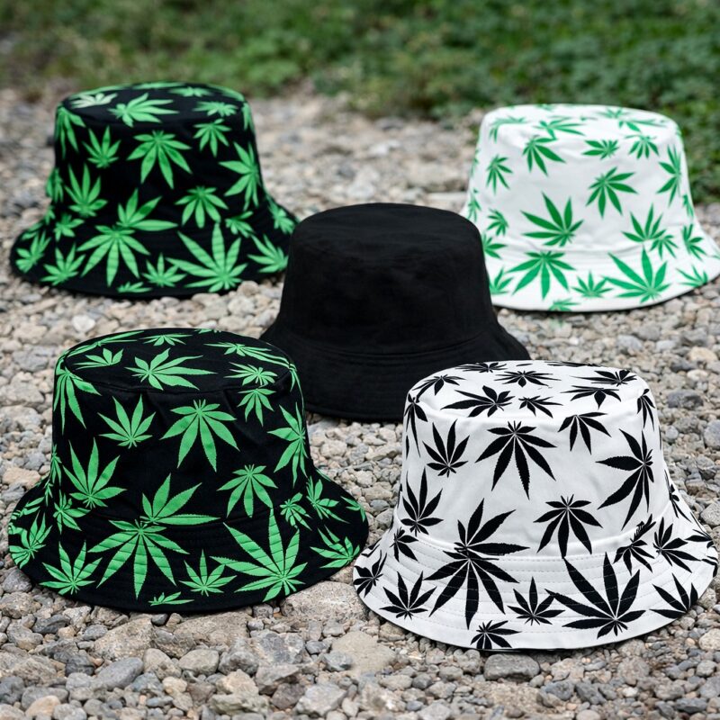 12pk Reversible Leaf Print Bucket Hat Assorted Colors