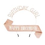 Glitter Birthday Girl Headband Happy Birthday Sash Set