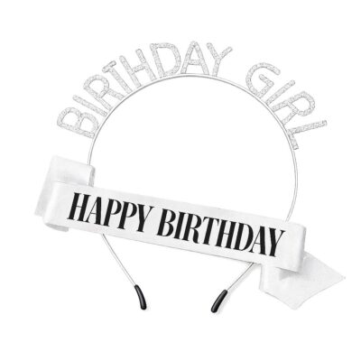 Glitter Birthday Girl Headband Happy Birthday Sash Set