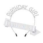 Glitter Birthday Girl Headband Happy Birthday Sash Set