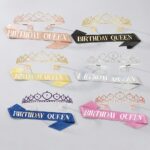 12pk Dazzling Tiara and Glitter Birthday Queen Sash Set