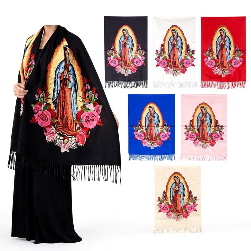 12pk Our Lady Guadalup Mary Tassel Scarf