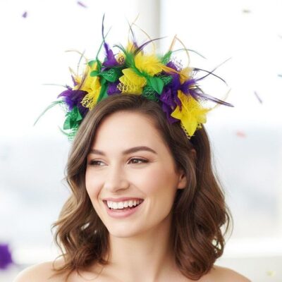 Mardi Gras Party Feather Head Band 12pk