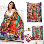 Our Lady Guadalup Mary Floral Graphic Blanket