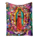 Our Lady Guadalup Mary Floral Graphic Blanket