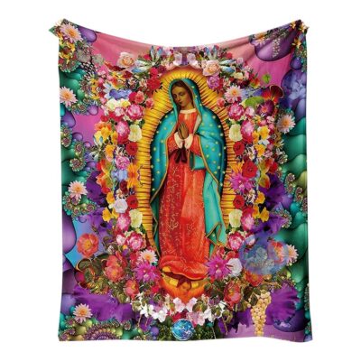 Our Lady Guadalup Mary Floral Graphic Blanket
