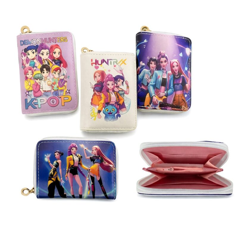 12PK K-Pop Zip Wallet – Character Print Coin Card Holder