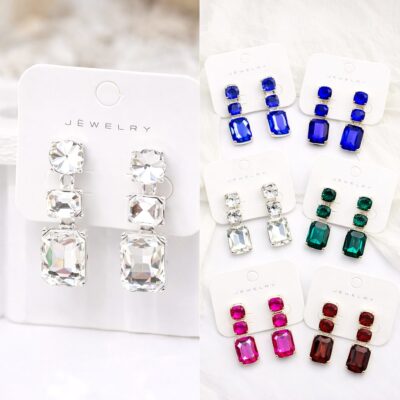 12pk Rhinestone Drop Earrings Statement Crystal Fashion Earrings Set