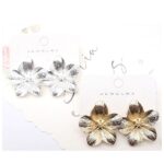 AER1850-1 12pk High Polish Casting Flower Gold Silver Stud Earrings