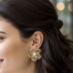 12pk High Polish Casting Flower Wire Gold Silver Stud Earrings