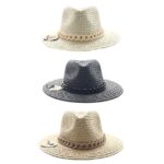12pk Straw Fedora Hat with Chain Band Assorted Pack Summer Boutique Fashion Hat